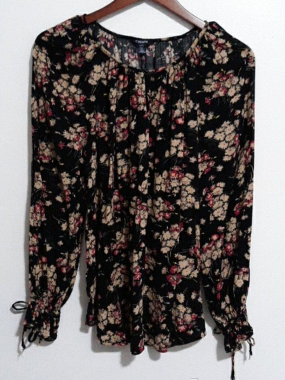 Chaps Floral Blouse L Multi Color Peasant Whimsigoth Boho Cottagecore